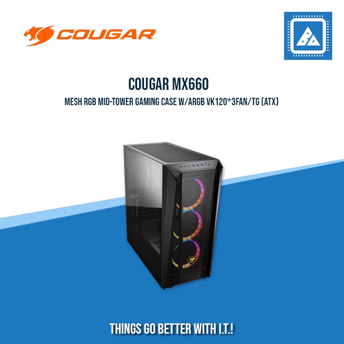 COUGAR MX660 MESH RGB / MID-TOWER / ARGB VK120*3FAN / TEMPERED GLASS COUGAR MX660 MESH RGB / MID-TOWER / ARGB VK120*3FAN / TEMPERED GLASS